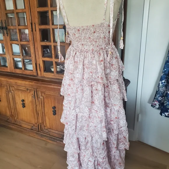 Petal & Pup Pink Floral Layered Midi Dress - Picture 3 of 7